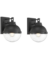 Possini Euro Design Sargasso 11" High Modern Outdoor Wall Light Fixture Mount Porch House Set of 2 Sand Black Marine Grade Finish