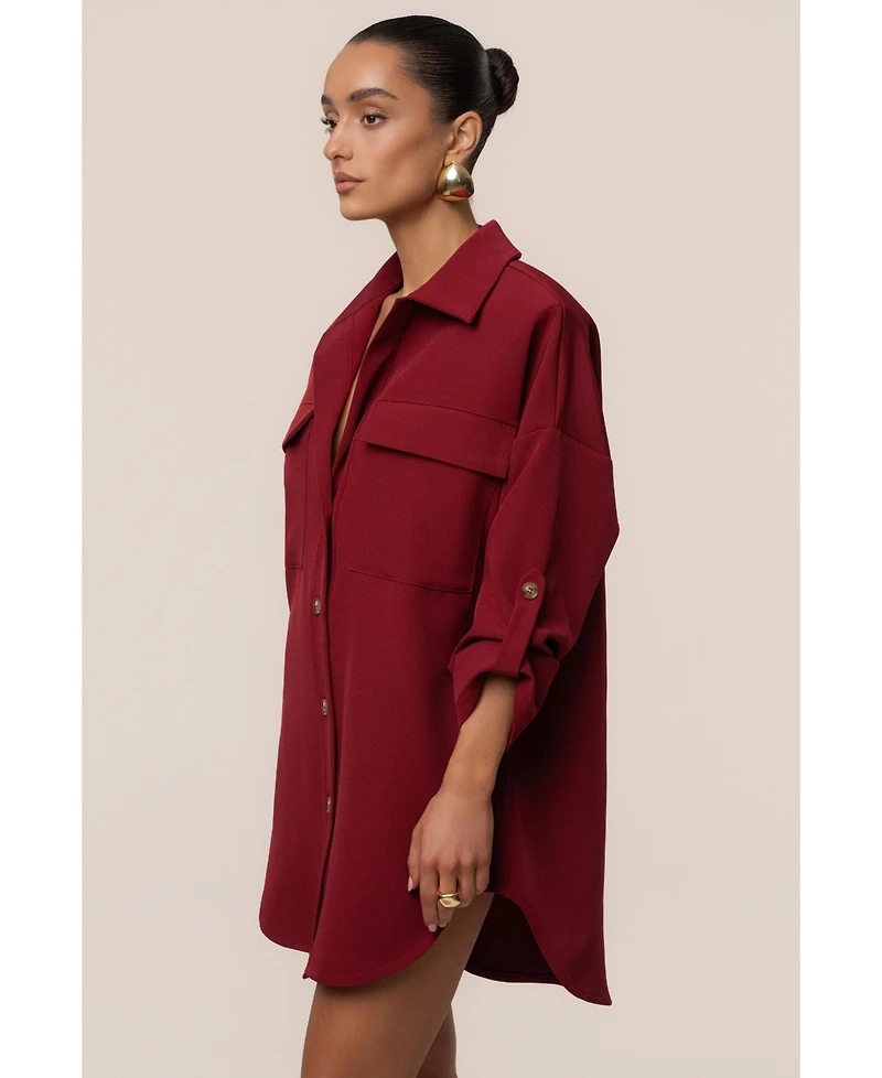 Jluxlabel Women's Downtime Collared Shirt Dress