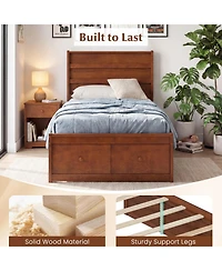 Slickblue Twin Bed Frame with Built-in Storage Drawers and Headboard