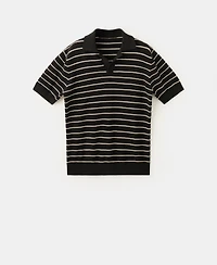 Mango Men's Striped Knit Cotton Polo Shirt