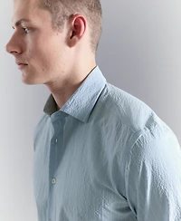 Mango Men's Wrinkled-Effect Pinstripe Shirt
