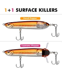 Gnuadz Top Water Plopper Fishing Lure Bkk Hooks Surface Wobble Bait