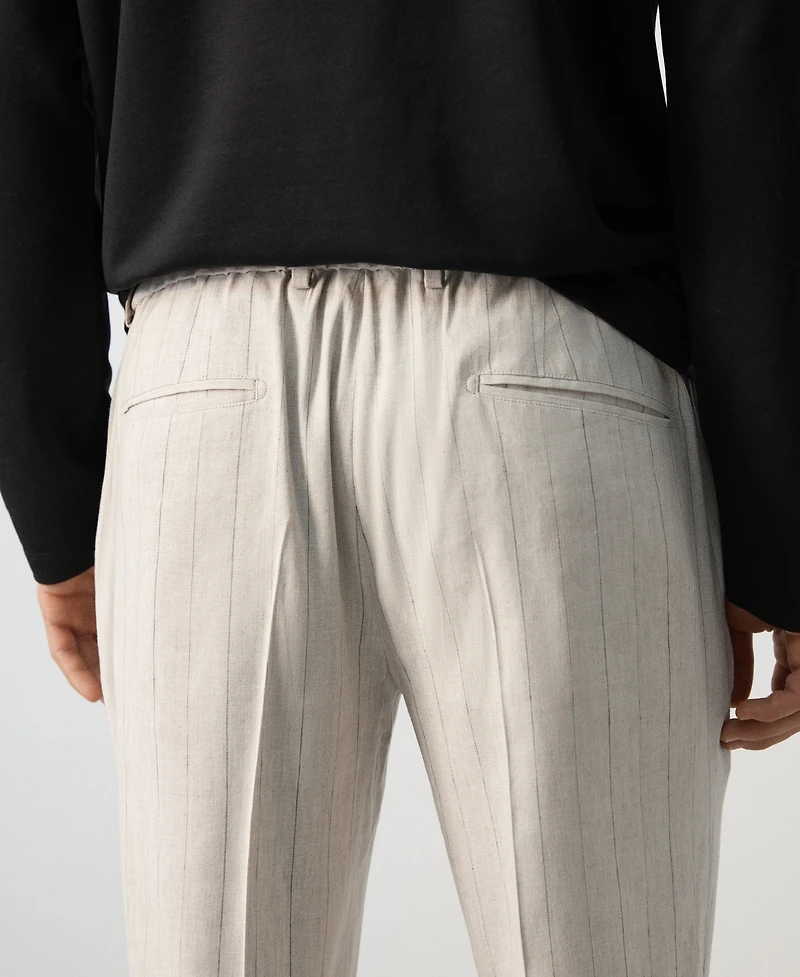 Mango Men's Striped Slim-Fit Linen Pants