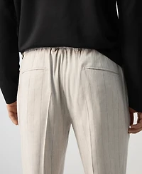 Mango Men's Striped Slim-Fit Linen Pants