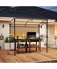 Gymax 7.8 x 4.4 Ft Grill Gazebo Outdoor Patio Bbq Canopy w/ Metal Shelves for Backyard