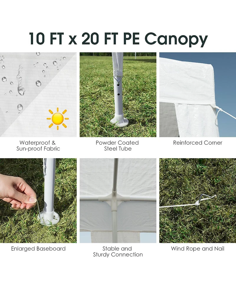 Gymax 10'x20' Heavy-duty Gazebo Wedding Canopy Party Pavilion Outdoor