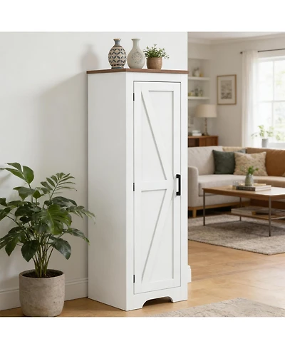 Clihome 47.2" Freestanding Storage Cabinet Living Room Display Cabinet with Adjustable Shelves