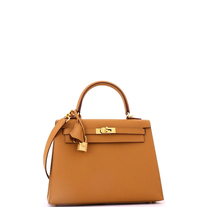 Pre-Owned HERMES Kelly 25 Handbag Brown Epsom with Gold Hardware
