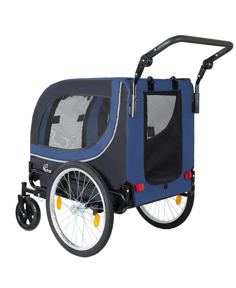 Aostirmotor 2-in-1 Bike Trailer and Pet Stroller for Dogs up to 100 lbs, Foldable Carrier Cart with Air-Filled Wheels
