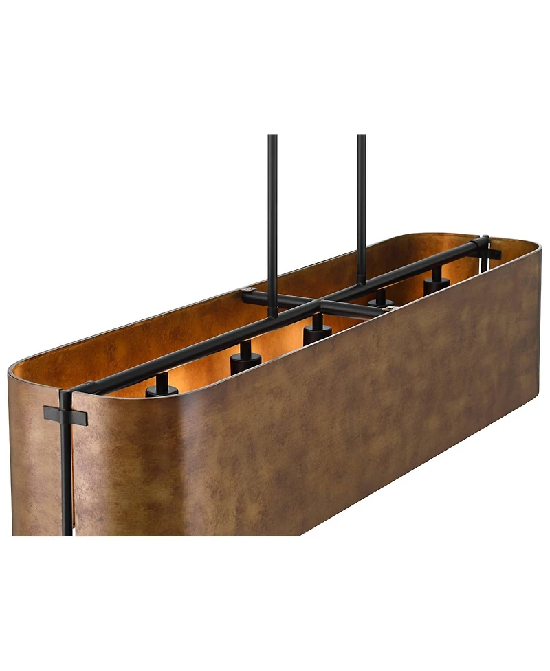 Possini Euro Design Julian 41 1/2" Farmhouse Rustic Pendant Chandelier Ceiling Light Fixture Dining Room Over Table Kitchen Island Linear Bronze