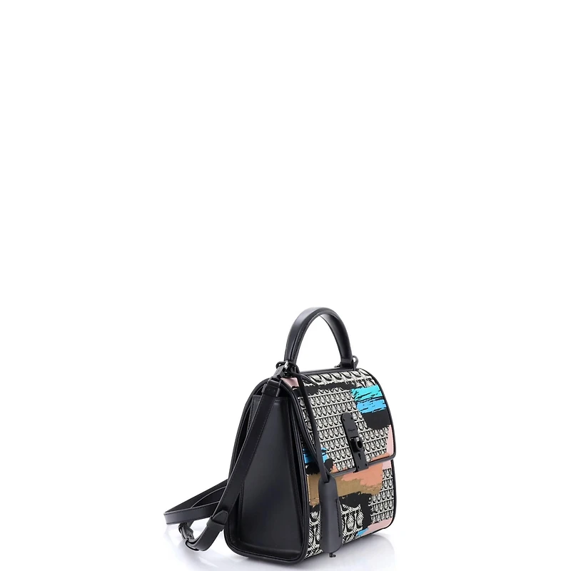 Pre-Owned Salvatore Ferragamo Small Boxyz Top Handle Bag Printed Gancini Jacquard and Leather