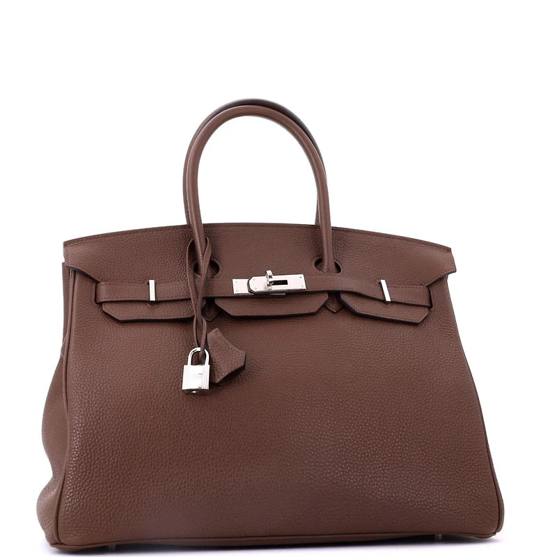 Pre-Owned HERMES Birkin 35 Handbag Brown Togo with Palladium Hardware