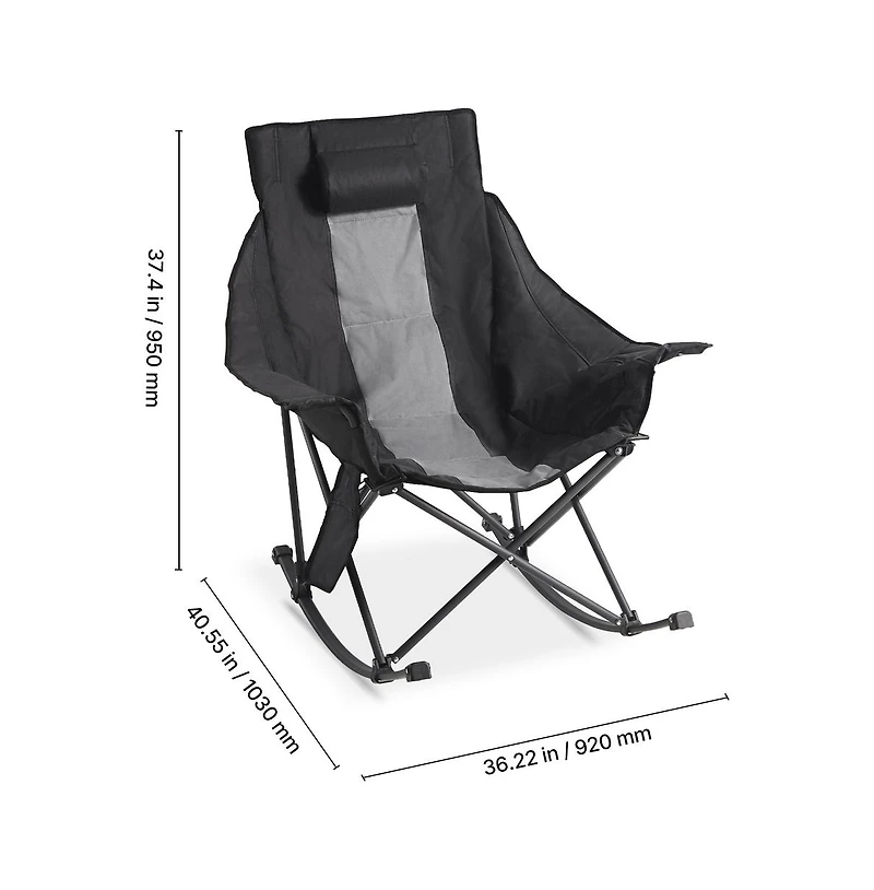 Sugift Heated Camping Chair 3 Heating Settings Large-Sized Padded Folding Rocker