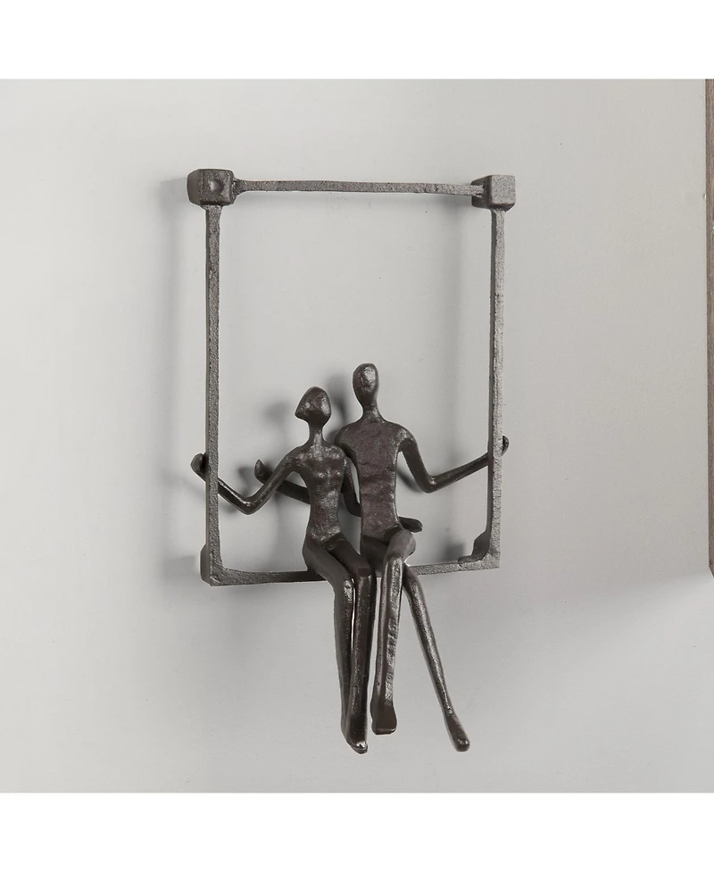 Danya B. Couple Sitting on a Window Seal Iron Wall Piece