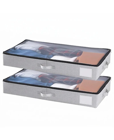 Sugift Under Bed Storage with Clear Lids 33.5 x 16.9 x 4.7 Inch