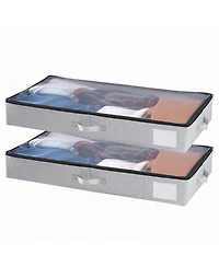 Sugift Under Bed Storage with Clear Lids 33.5 x 16.9 x 4.7 Inch