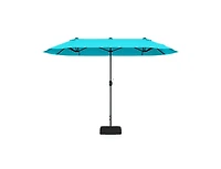 Clihome Double-Sided Patio Twin Table Umbrella with Crank Handle