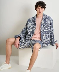 Scotch Soda Mens Delfts Blauw Jacquard Matching Set Paired With Misty Rose Handpainted Graphic T Shirt