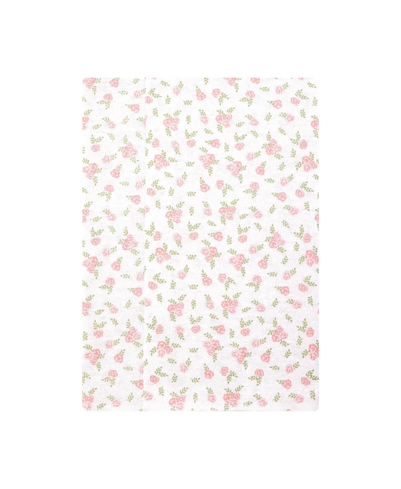 Hudson Baby Girl Cotton Poly Flannel Burp Cloths -Pack, Tiny Rose