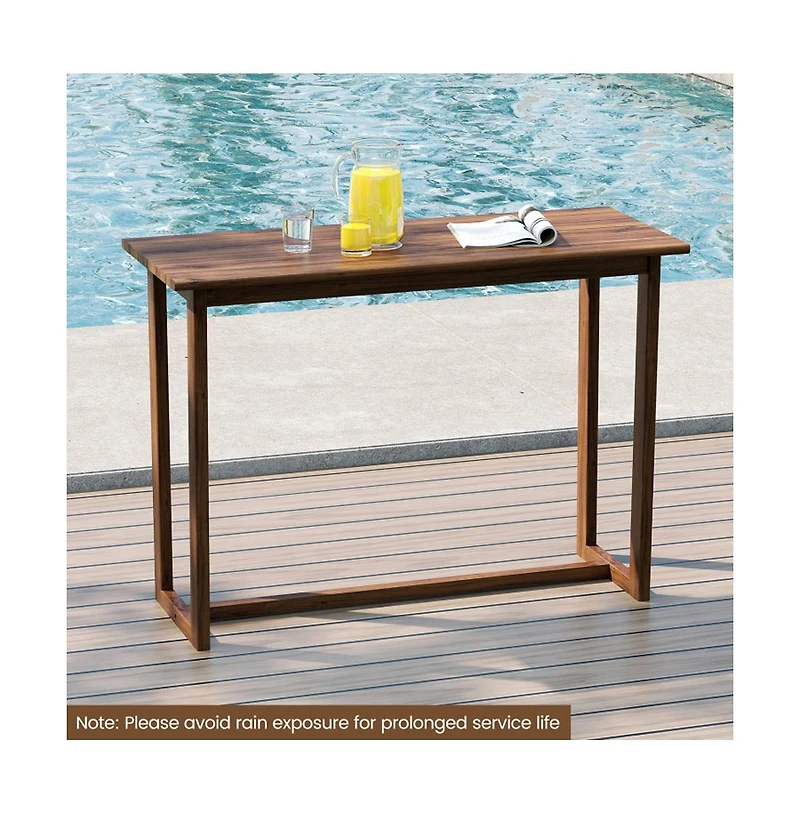 Boyel Living 59 Inch Outdoor Bar Table with Slatted Top