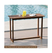 Boyel Living 59 Inch Outdoor Bar Table with Slatted Top