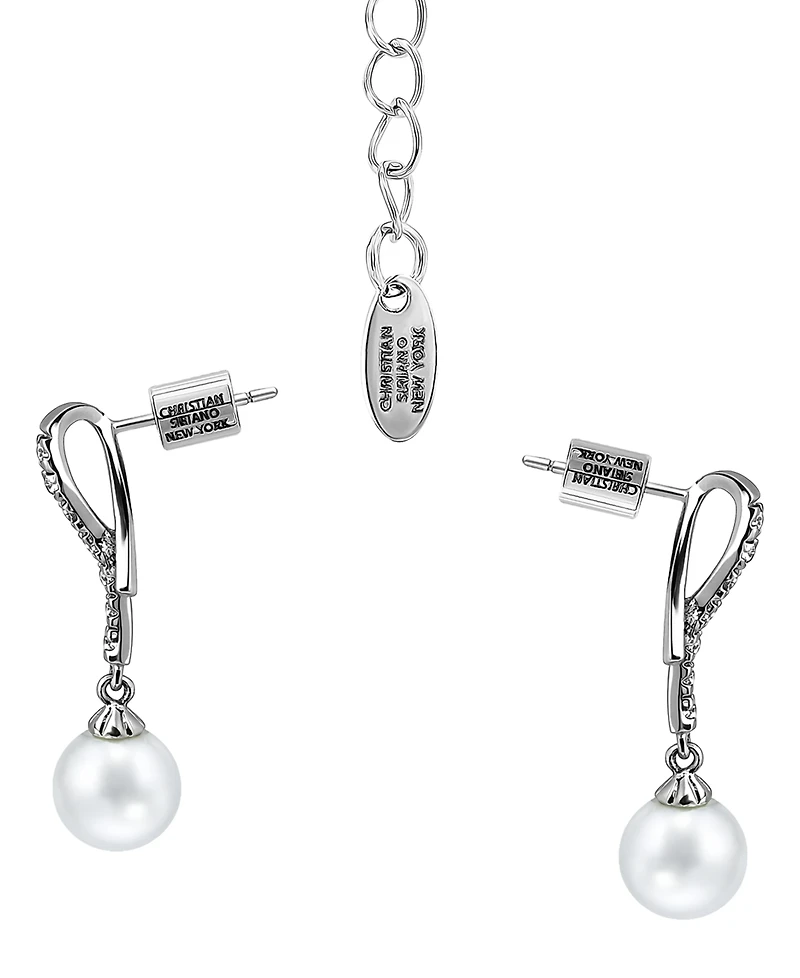 Christian Siriano New York 2-Pc. Fine Silver-Plated Cubic Zirconia Linear Ribbon Post Earrings and Linear Ribbon Slide Necklace Set