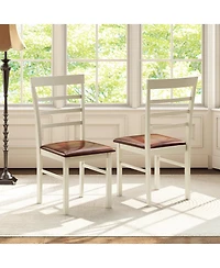Slickblue Modern Pu Leather Armless Dining Chair Set of 2 with Solid Wooden Legs