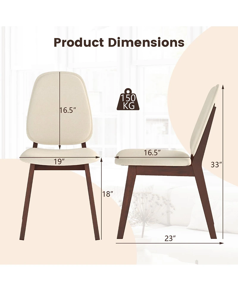 Slickblue Mid Century Wooden Dining Chairs Set of 2 Upholstered