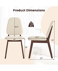 Slickblue Mid Century Wooden Dining Chairs Set of 2 Upholstered