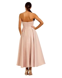 Mac Duggal Women's Strapless Satin A Line Midi Dress With 3D Flower