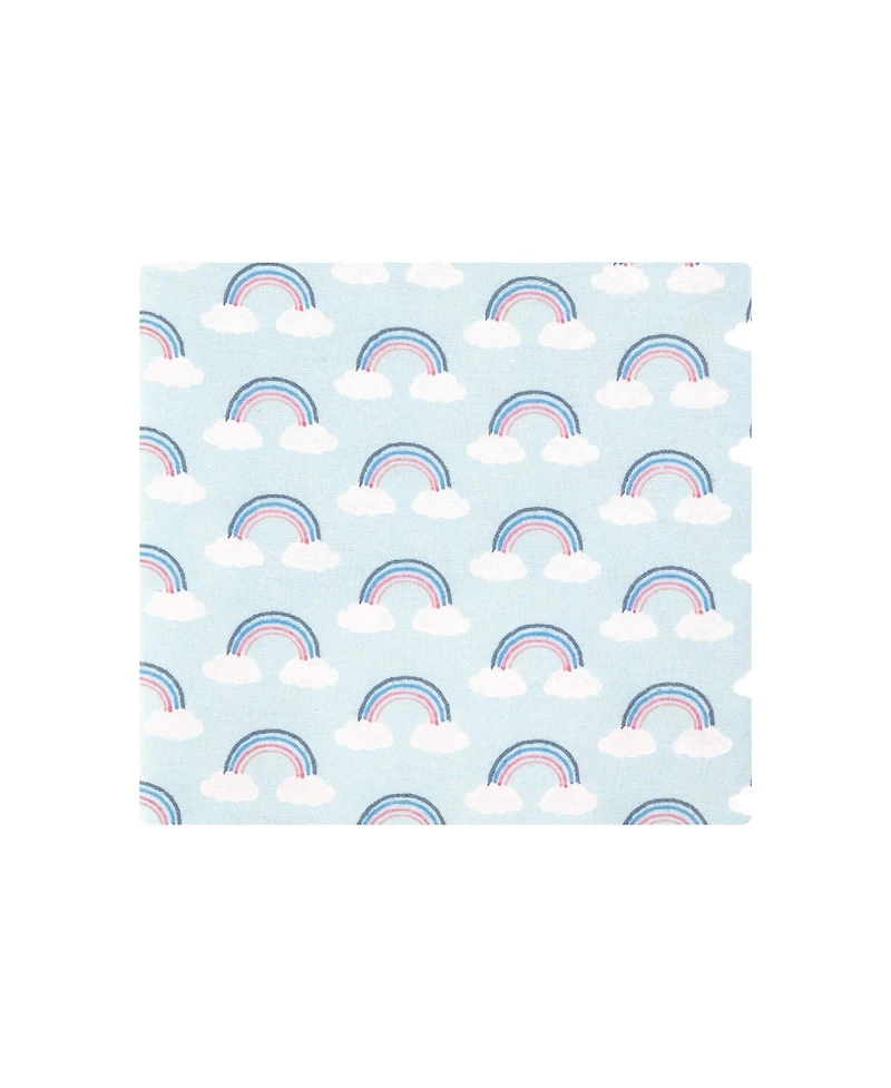 Hudson Baby Girl Cotton Poly Flannel Receiving Blankets, Cloudy Rainbow, One Size