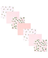 Hudson Baby Girl Cotton Poly Flannel Receiving Blankets Bundle, Pink Peony, One Size