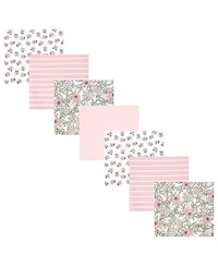 Hudson Baby Girl Cotton Poly Flannel Receiving Blankets Bundle 7-Pack, Soft Pink Floral, One Size