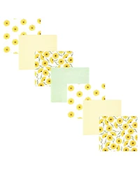 Hudson Baby Girl Cotton Poly Flannel Receiving Blankets Bundle, Yellow Daisy, One Size