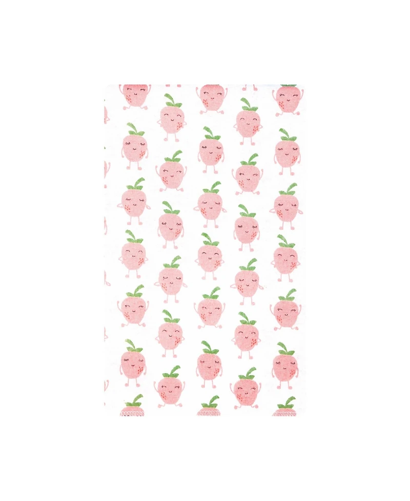 Hudson Baby Girl Cotton Poly Flannel Burp Cloths Bundle 12-Pack, Happy Strawberries, One Size