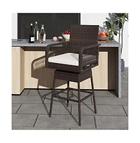 Boyel Living 29 Inches Patio 360degree(s) Swivel Bar Stool with Cross-Woven Armrests and Seat Cushion