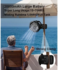 Gnuadz Portable Rechargeable Misting Camping Fan Remote Timer Light Clip 10000mAh