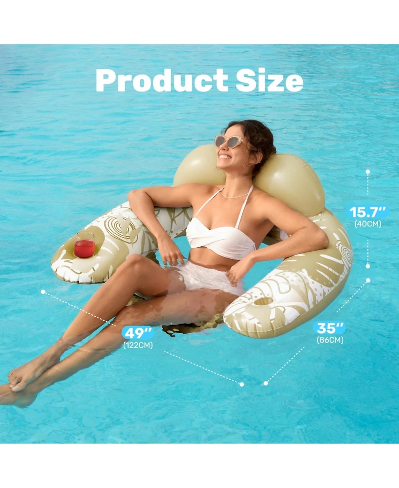 Gnuadz 2 pack Inflatable Pool Float Chair Hammock Cup Holder