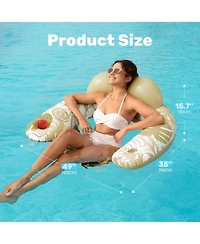 Gnuadz 2 pack Inflatable Pool Float Chair Hammock Cup Holder