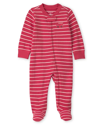 Carter's Baby Boy's Firetruck Striped Snug Fit Sleep & Play