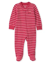 Carter's Baby Boy's Firetruck Striped Snug Fit Sleep & Play