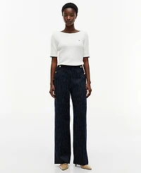 Tommy Hilfiger Women's Nautical Stripe High-Rise Wide-Leg Pants