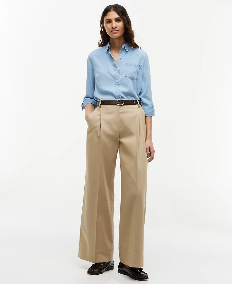 Tommy Hilfiger Women's Cotton Wide-Leg Chino Pants