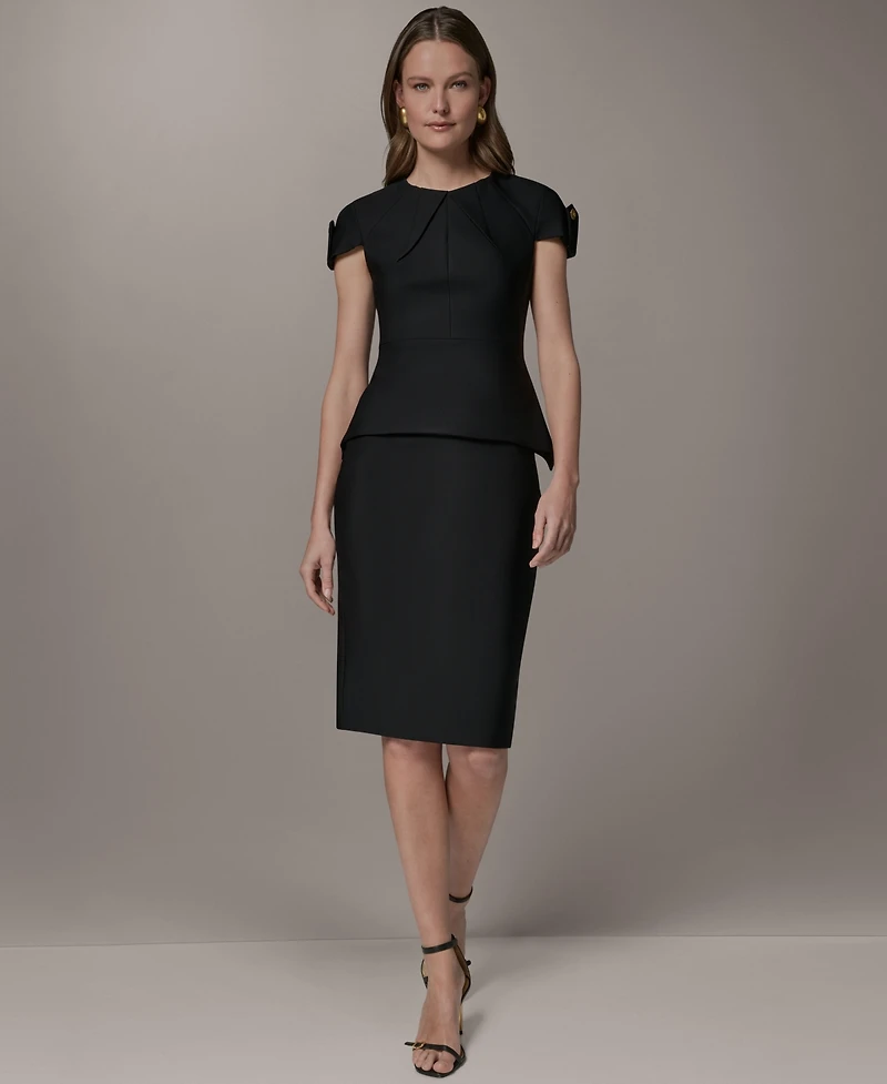 Donna Karan New York Petite Structured Peplum Crewneck Top