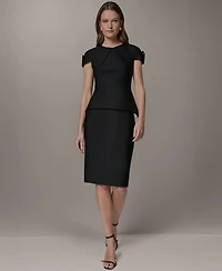 Donna Karan New York Petite Structured Peplum Crewneck Top