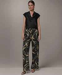 Donna Karan New York Petite Printed Wide-Leg Pants