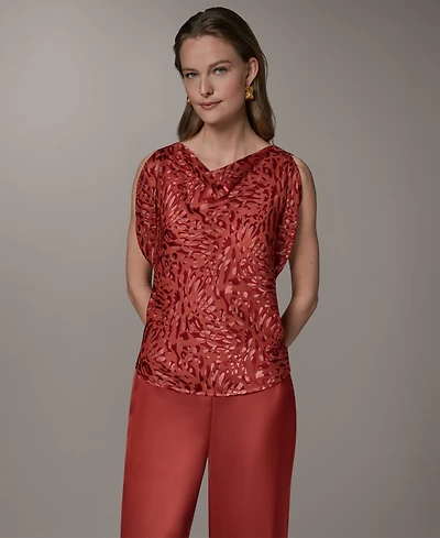 Donna Karan New York Petite Printed Cowl Neck Top