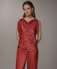 Donna Karan New York Petite Printed Cowl Neck Top