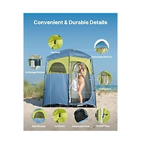 Sugift Camping Shower Tent 2-Room Portable Privacy Tent Changing Room with Shower Bag