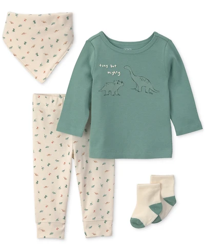 Carter's Baby Boys' Dinosaur Long-Sleeve Top and Pant 4-Piece Set